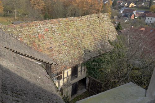 Scheune des Weißen Schwanen von 1655, Südseite zum Innenhof