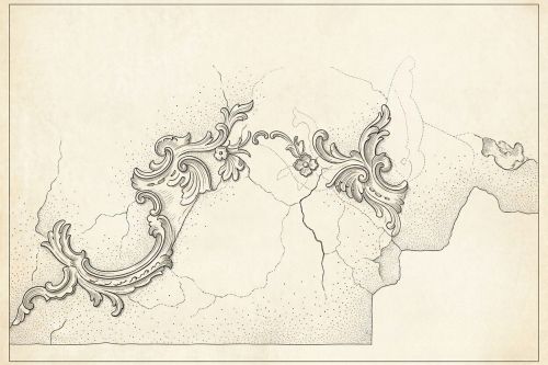Stuck 1 – Detailzeichnung des Deckenstucks im Raum 1.12
